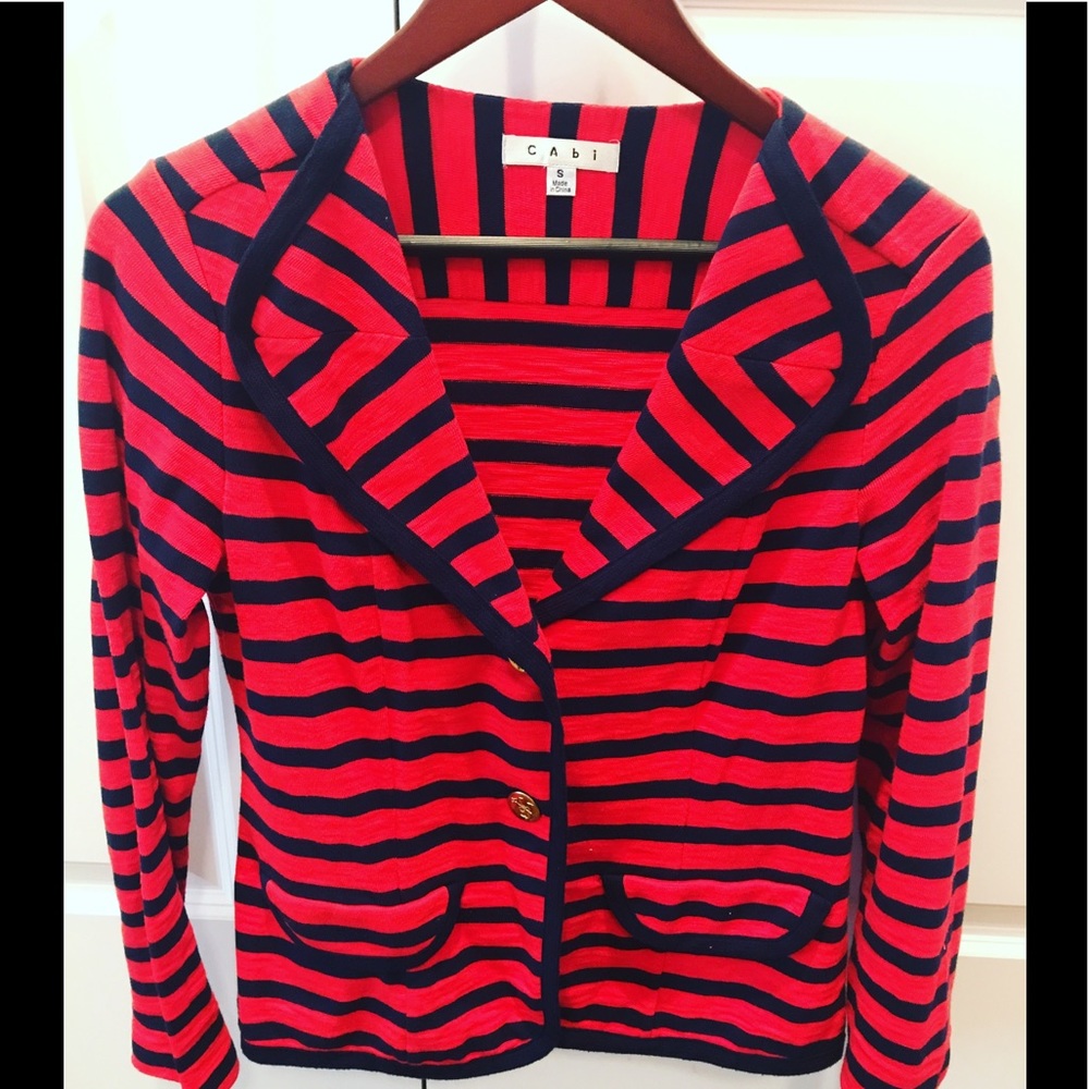 Like new, CAbi Nautical Striped Blazer